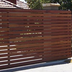 Brown Slatted Fence - Aus-Secure